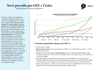 Factsheet: Nová pravidla pro OZE v Česku