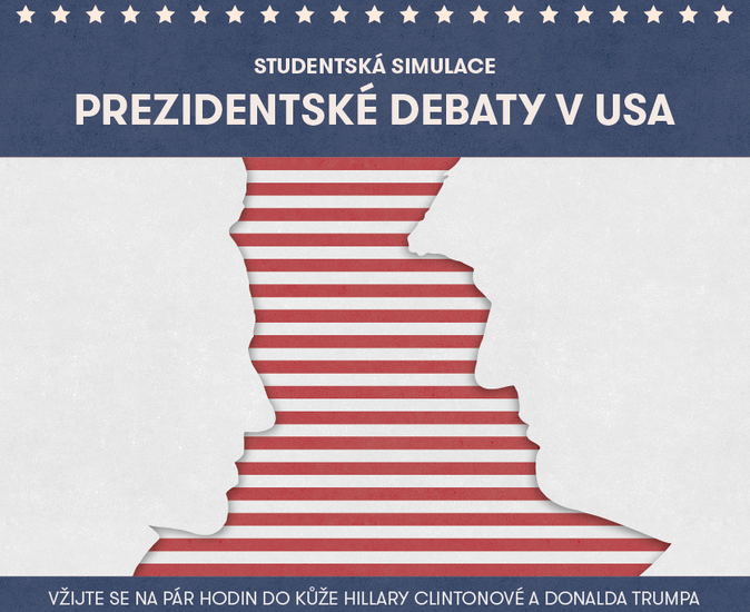 Náborový plakát k projektu Simulace americké prezidentské debaty 2016