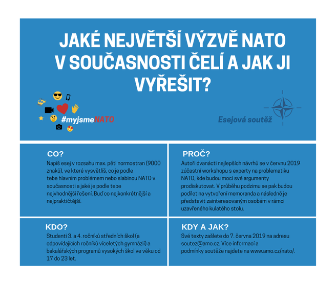 SOUTĚŽ pro studenty ve věku 17-23 let. Napiš esej na téma „Jaké největší výzvě NATO v současnosti čelí a jak ji vyřešit?“