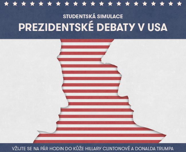 Náborový plakát k projektu Simulace americké prezidentské debaty 2016